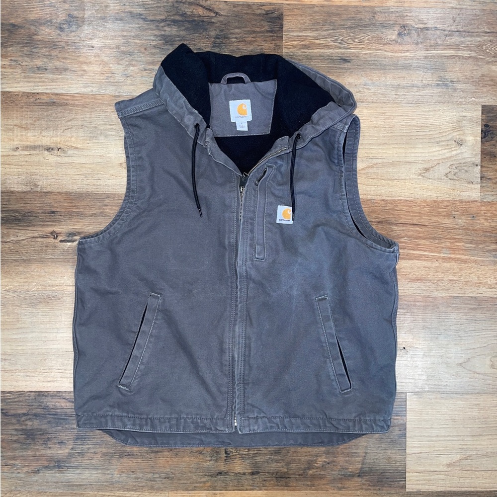 Grey Carhartt hooded vest, perfect condition!